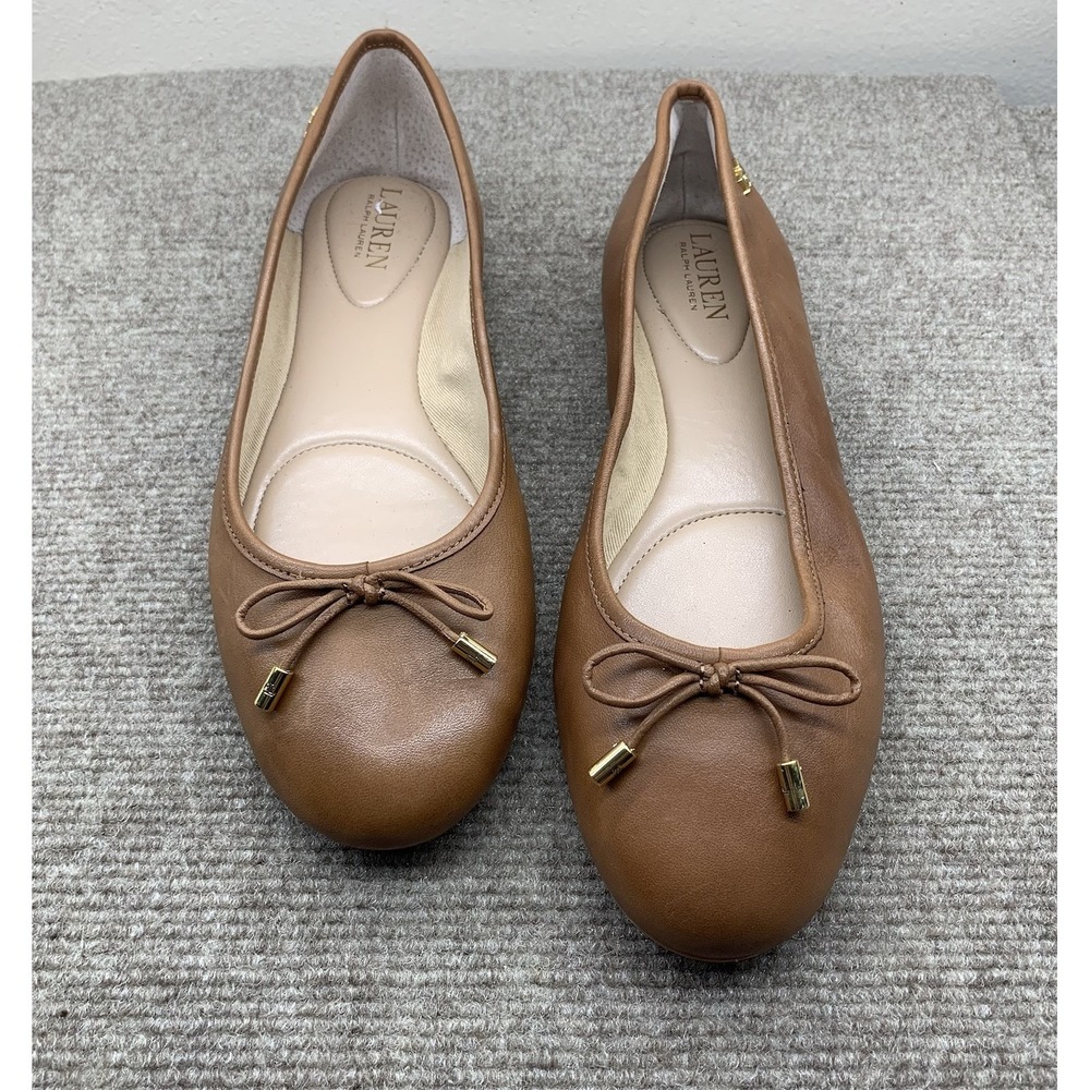 Lauren Ralph Lauren Jayna Ballet Flat Brown Us 8.5/Eu 39.5 Preppy Light Academia